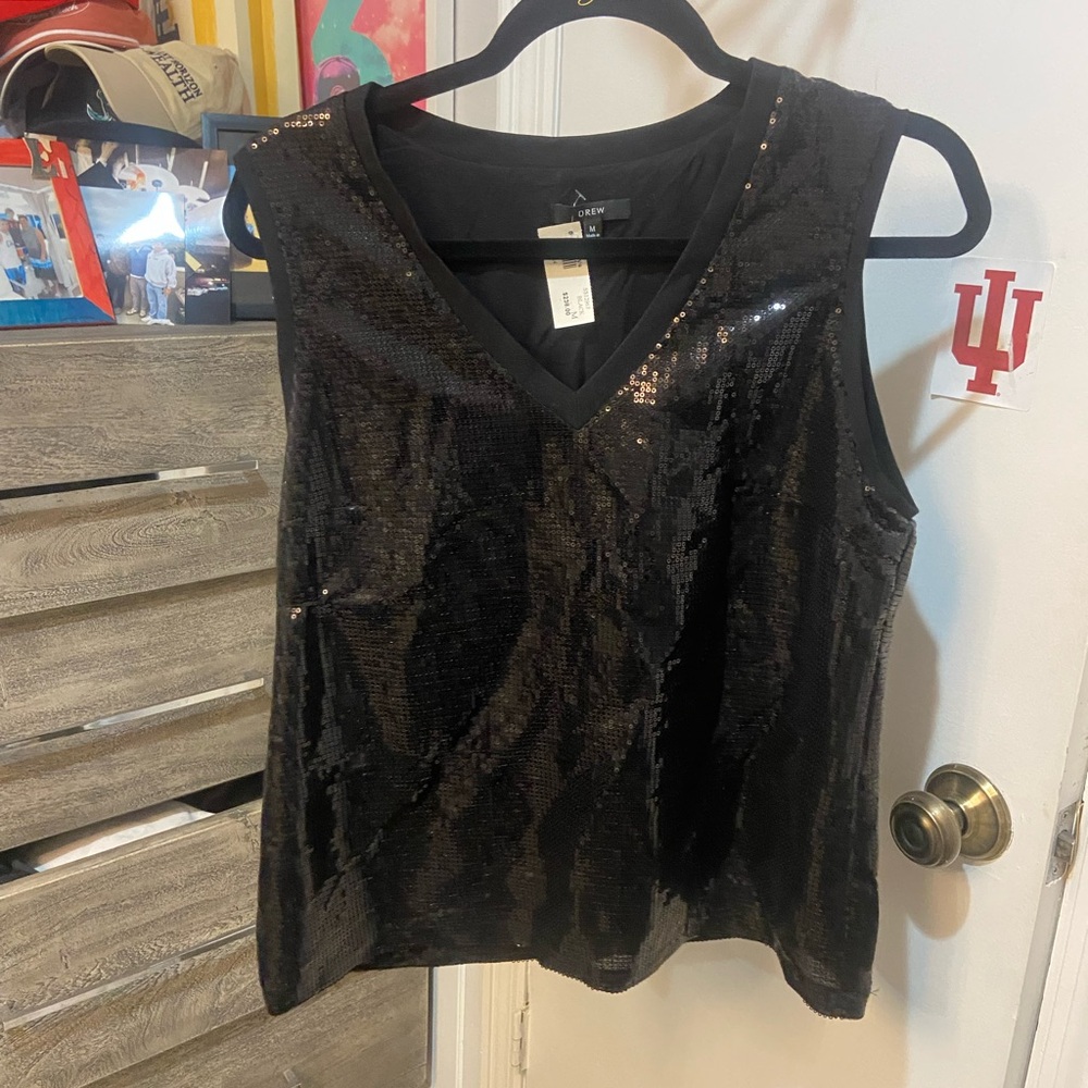 DREW Black Sequin Tank Top